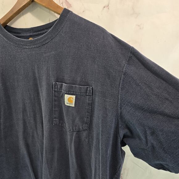 Carhartt T Shirt Mens 2XL Blue Pocket Original Fit Short Sleeve Dark Navy K87 - Picture 8 of 9